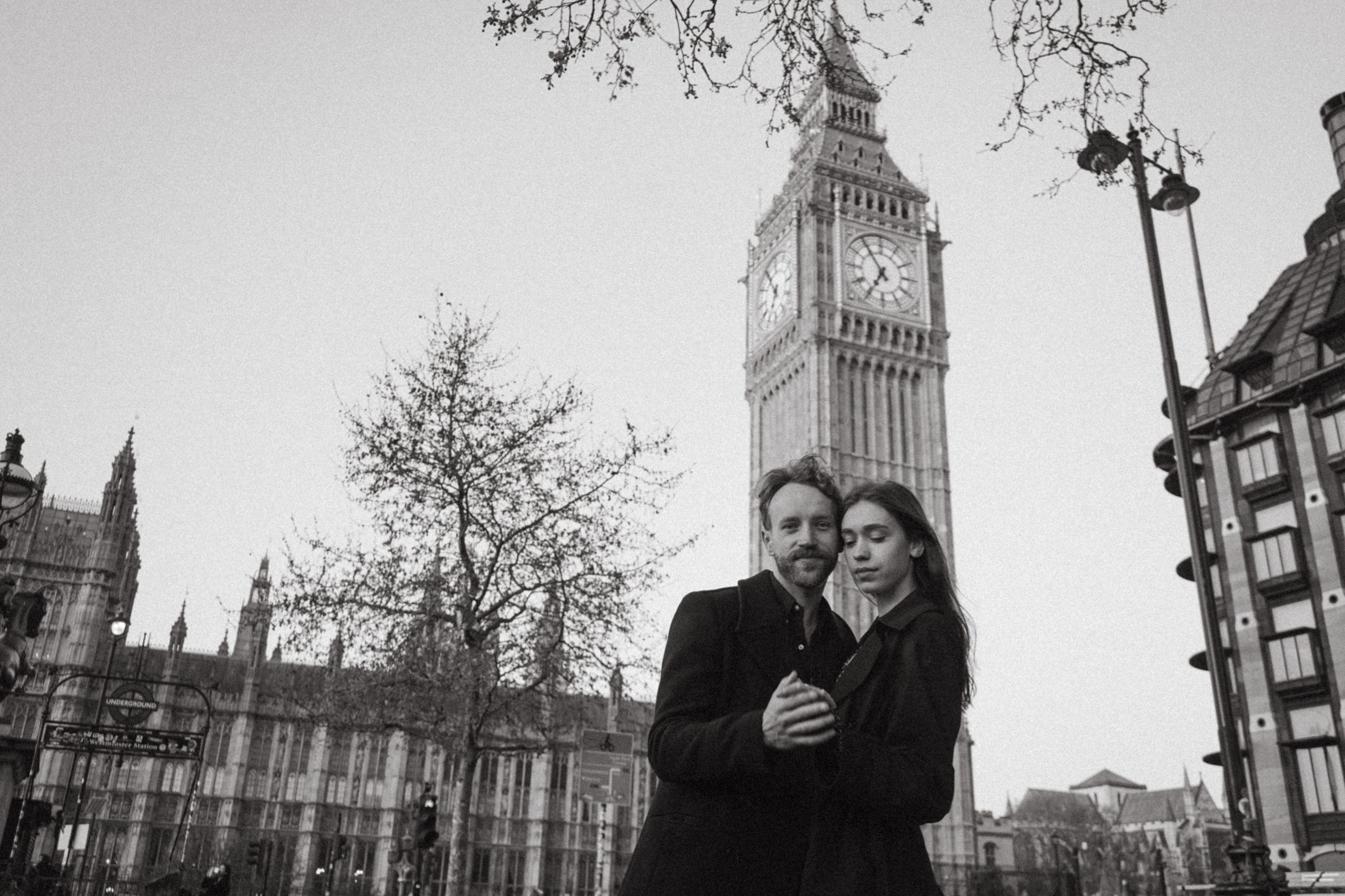 a couple getting engaged in london